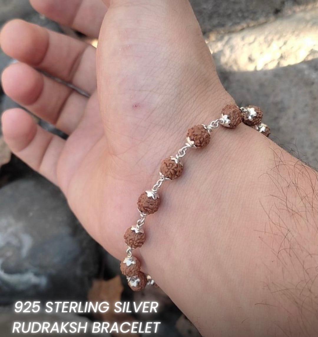 Sterling silver rudraksha bracelet